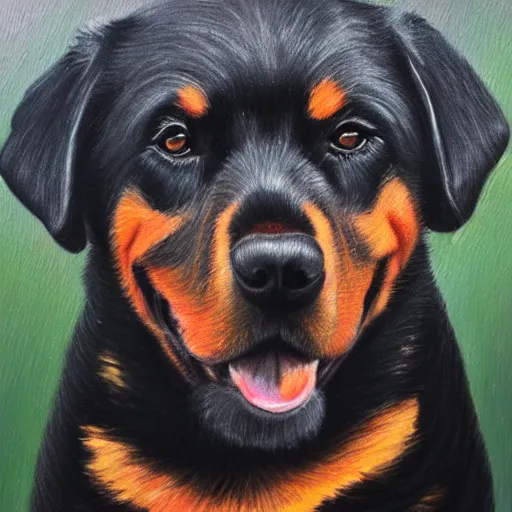 Image similar to emo Rottweiler oil painting