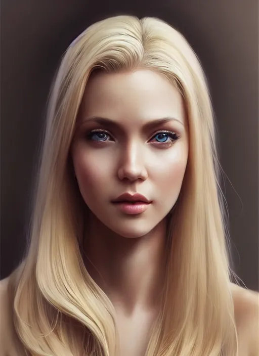 Image similar to photo of a gorgeous young woman with blonde hair in the style of stefan kostic, realistic, sharp focus, 8k high definition, insanely detailed, intricate, elegant, art by stanley lau and artgerm