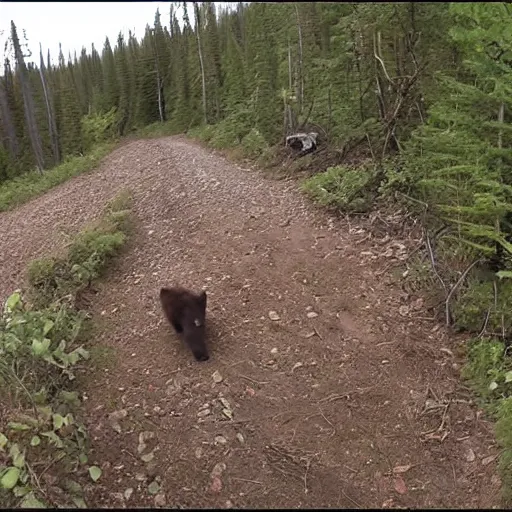 Prompt: trailcam footage of the queen of england hunting for bears