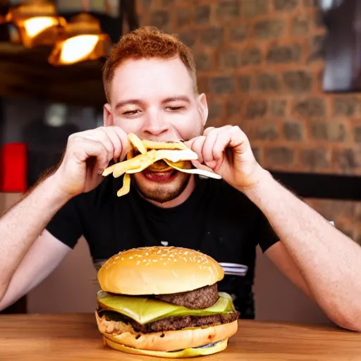 Image similar to paymoney wubby eating a burger, 4 k