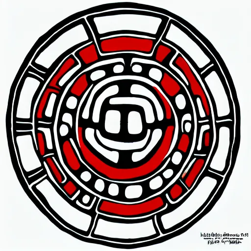 Image similar to turtle. pacific northwest coast, haida gwaii, formline, native art, tribal art, haida, clean, black, white, red, teal