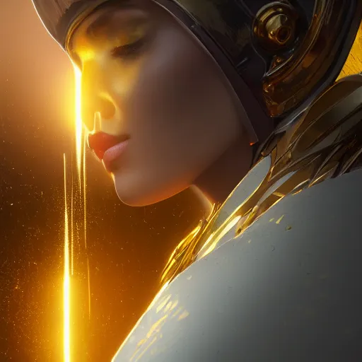 Image similar to portrait of human gold reflect chrome, 8 k uhd, unreal engine, octane render in the artstyle of finnian macmanus, john park and greg rutkowski