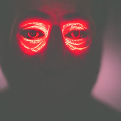 Image similar to a man with red glowing eyes