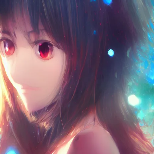 Image similar to portrait of the sparkles of the girl who saved others, anime fantasy illustration by tomoyuki yamasaki, kyoto studio, madhouse, ufotable, comixwave films, trending on artstation