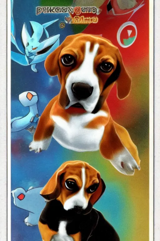 Image similar to pokemon trading card of a beagle