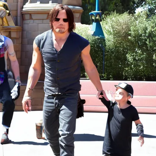 Prompt: norman reedus at disneyland