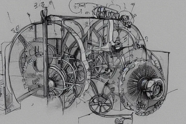 Prompt: sketch of a time machine, detailed, labeled