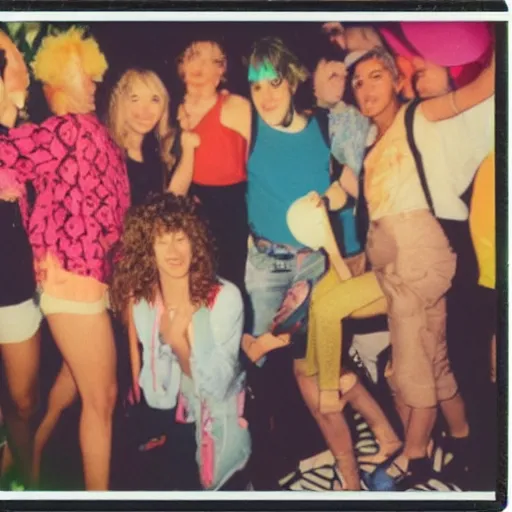 Prompt: a polaroid of a 8 0 s'party