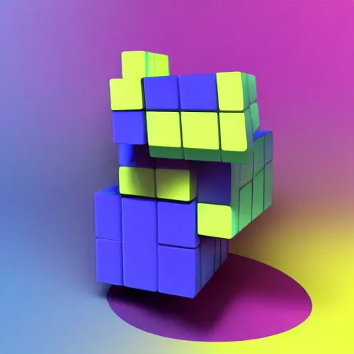 Image similar to a painting of a blue and purple abstract scene, a cubist painting by erno rubik, trending on behance, crystal cubism, isometric, rendered in cinema 4 d, behance hd