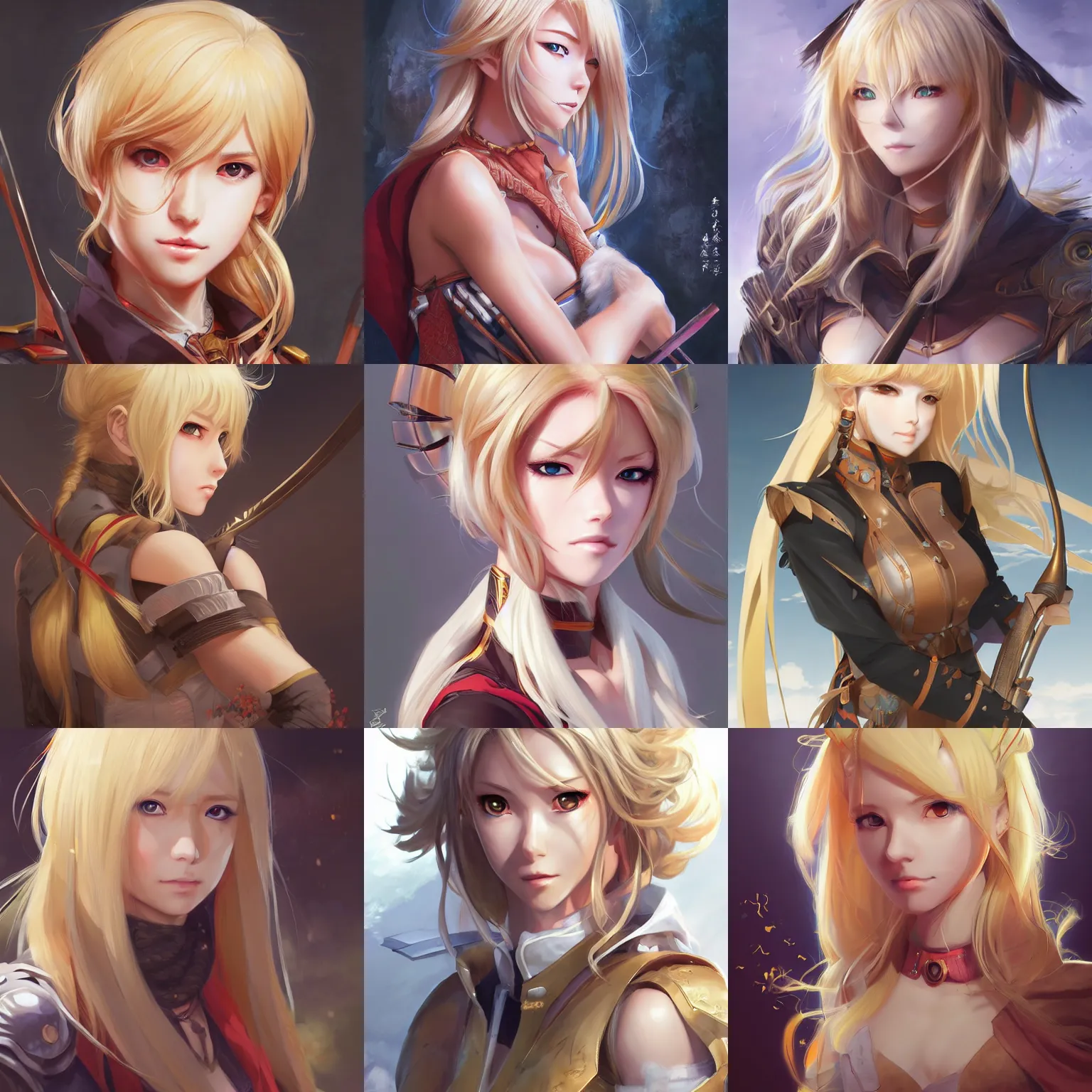 Prompt: An anime portrait of Ssunbiki as a blonde huntress, by Stanley Artgerm Lau, WLOP, Rossdraws, James Jean, Andrei Riabovitchev, Marc Simonetti, and Sakimichan, trending on artstation