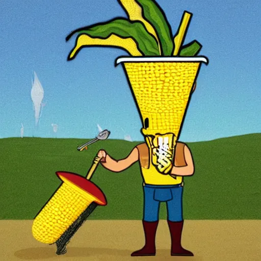 Prompt: an anthropomorphic corn cob drinking margaritas