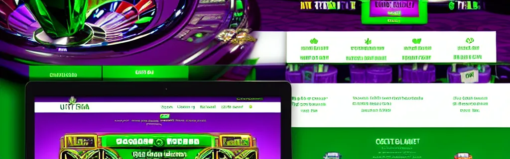 Image similar to ultra realistic purple and green slots casino website, material design