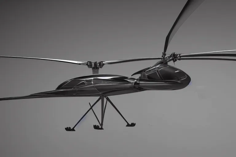 Image similar to still photo of a futuristic helicopter, highly detailed, photorealistic portrait, bright studio setting, studio lighting, crisp quality and light reflections, unreal engine 5 quality render