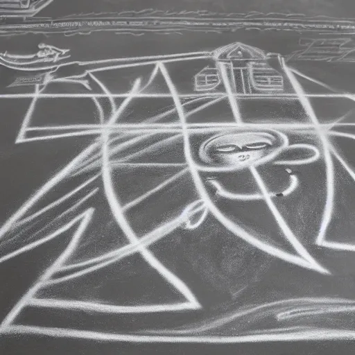 Prompt: chalk drawing of Helsinki
