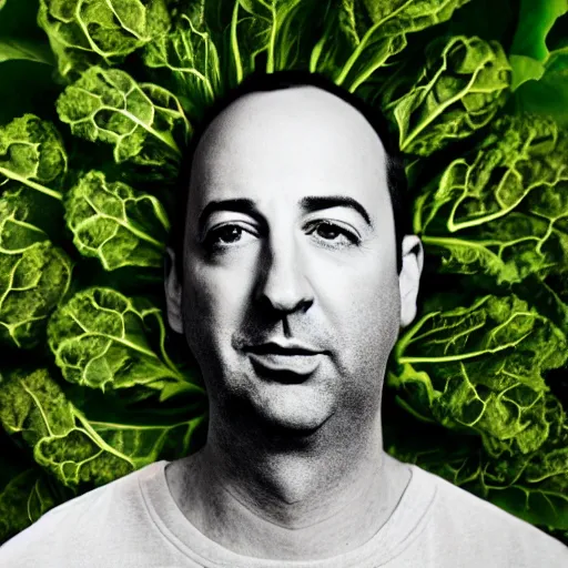 Image similar to tony hale double exposure head of kale