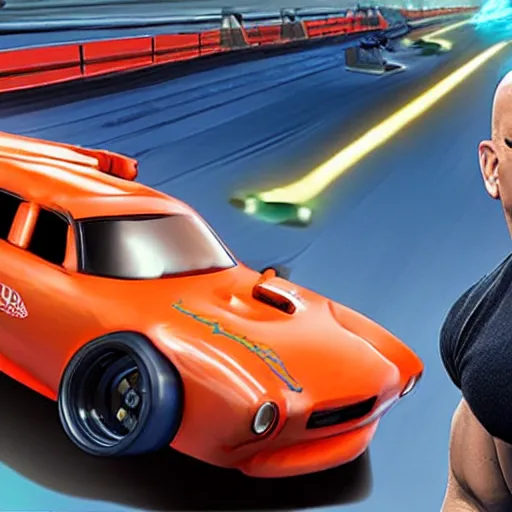 Image similar to vin diesel in hotwheels acceleracers