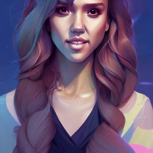 Image similar to a portrait of a beautiful jessica alba, art by lois van baarle and loish and ross tran and rossdraws and sam yang and samdoesarts and artgerm and saruei, digital art, highly detailed, intricate, sharp focus, Trending on Artstation HQ, deviantart, unreal engine 5, 4K UHD image