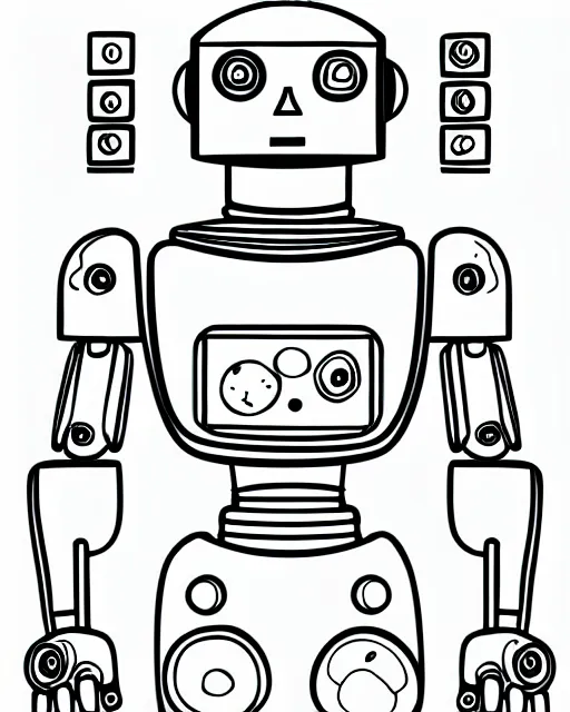 Premium AI Image  A drawing of a robot with a black outline that