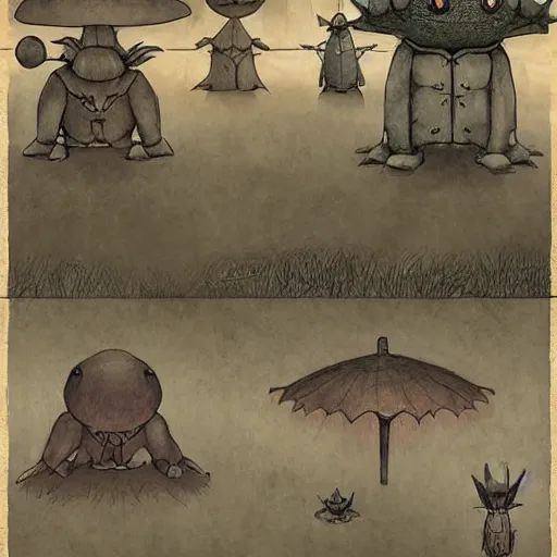 Prompt: morrowind pokemon by shaun tan, style of john kenn mortensen, style of jakub rozalski