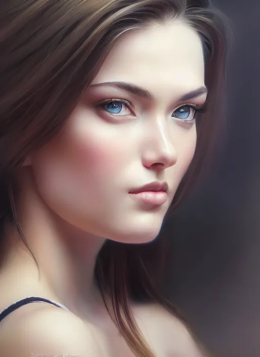 Image similar to photo of a gorgeous young woman in the style of stefan kostic, realistic, sharp focus, 8k high definition, insanely detailed, intricate, elegant, art by stanley lau and artgerm