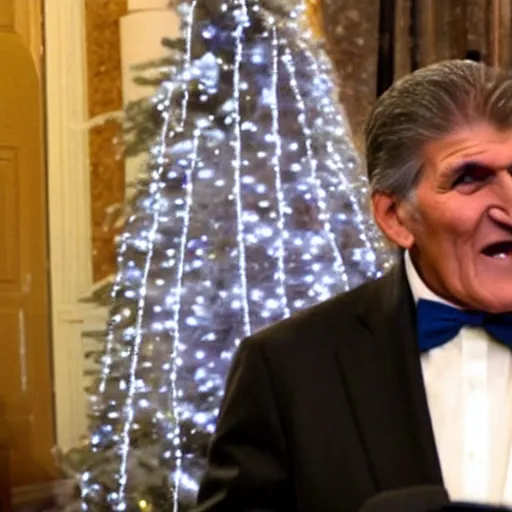 Image similar to Joe Manchin delighted because he received coal again for Christmas; coal everywhere