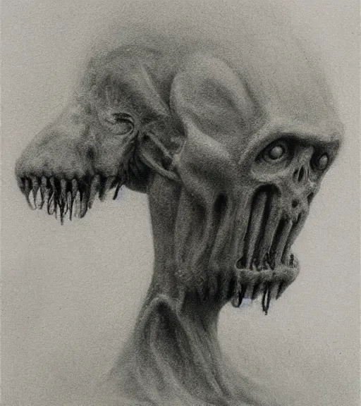 Image similar to creature, doom, zdislav beksinski, concept art, strokes, silhouette