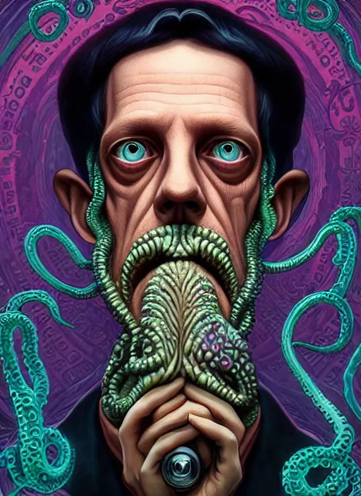 Image similar to lovecraft lovecraftian portrait of hugh laurie, cthulhu, pixar style, by tristan eaton stanley artgerm and tom bagshaw.