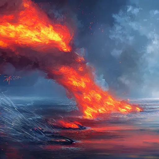 Image similar to a sea of flames by WLOP