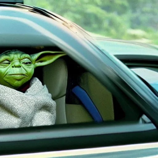 Prompt: Yoda speeding in his Honda civic