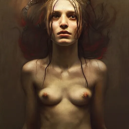 Image similar to a chamomile | highly detailed oil painting, hyperrealistic, very intrincate | cinematic lighting, award - winning | by roberto ferri, giger, beksinski and tom bagshaw | by austin osman spare and william blake, trending on artstation, cgsociety, official art, octane.