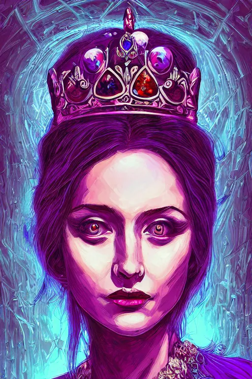 Image similar to portrait of jewel beautiful goth girl queen in the style of Rob Lefield and Dan Mumford , trending on artstation, digital art,surrealism ,macro,blueprint ,vaporwave ,