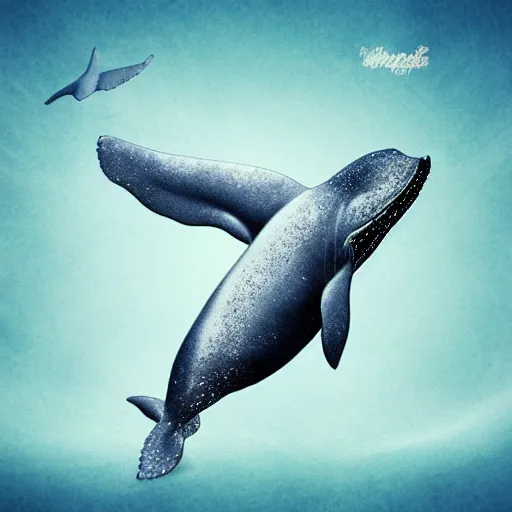 Image similar to photomanipulation of a whale that has tiny fairy wings, fully detailed, inspired by fairy tooth's wings