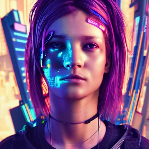 Prompt: the cyberpunk girl portrait, render, octane, 4k, highly detailed, vivid colors, high definition