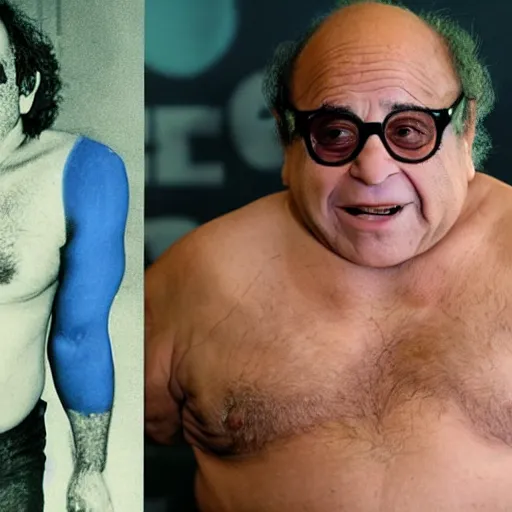 Image similar to danny devito in full body paint