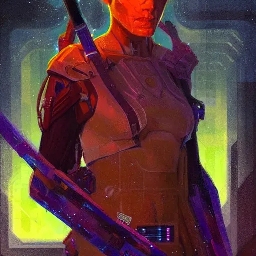 Prompt: symmetry!! a full body sci-fi portrait, oil painting, illustration of a Jedi, colourful, by Justin Sweet and Greg Rutkowski and Alphones Much