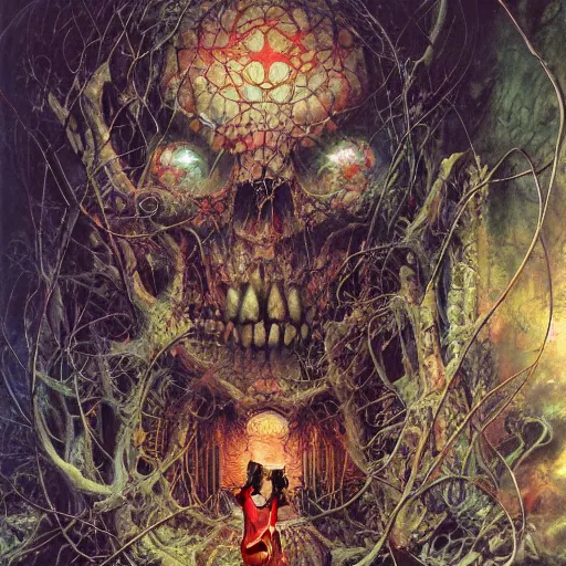 Prompt: realistic detailed image of Lost Souls Catacombs by Ayami Kojima, Amano, Karol Bak, Greg Hildebrandt, and Mark Brooks, Neo-Gothic, gothic, rich deep colors. Beksinski painting, part by Adrian Ghenie and Gerhard Richter. art by Takato Yamamoto. masterpiece