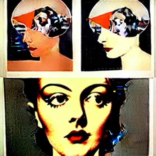 Prompt: a paper collage of a female, frontal portrait, kurt schwitters, richard hamilton, joe webb, chambliss giobbi, lynn skordal, derek gores, barbara kruger, jacques villegle.