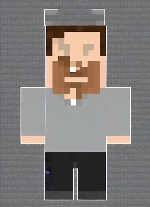 Image similar to 7 0 year old short fat man with gray hair in minecraft