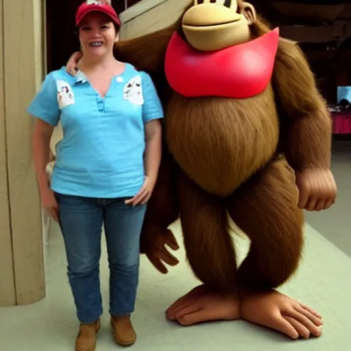 Prompt: donkey kong as a real person