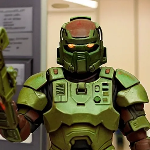 Prompt: doomguy in The Office (2005)