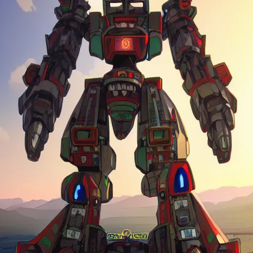 Image similar to an aztec mecha, height : 1 8 meters, anime key visual, 4 k