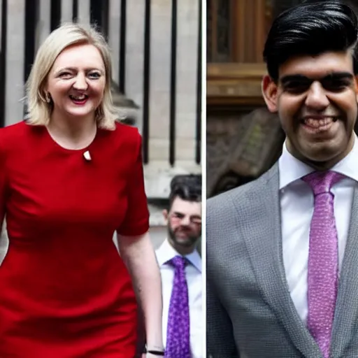 Image similar to Liz truss and Rishi sunak burning down parliament. Daily Telegraph.