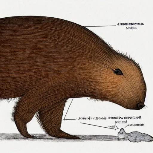 Image similar to capybara, scientific diagram, drawing