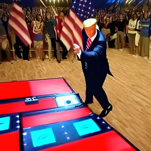 Image similar to donald trump playing dance dance revolution