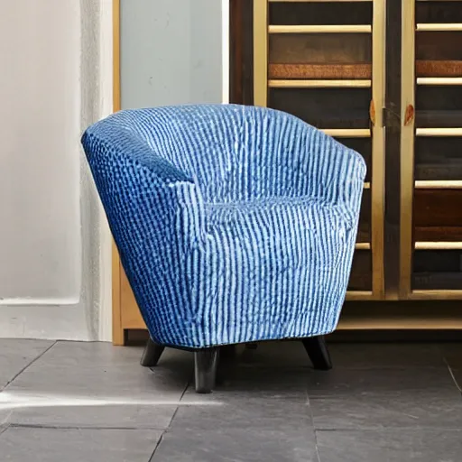 Image similar to a blue hexagonal armchair