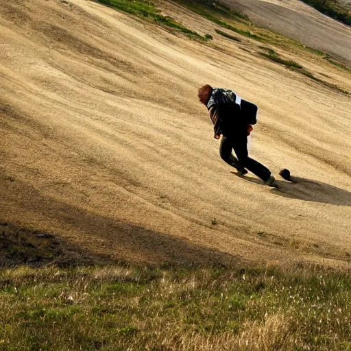 a man falling down an hill