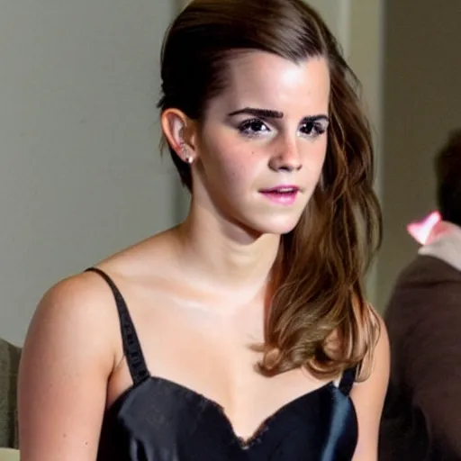 Image similar to Full-figure still of a Emma Watson/Kim Kardashian hybrid