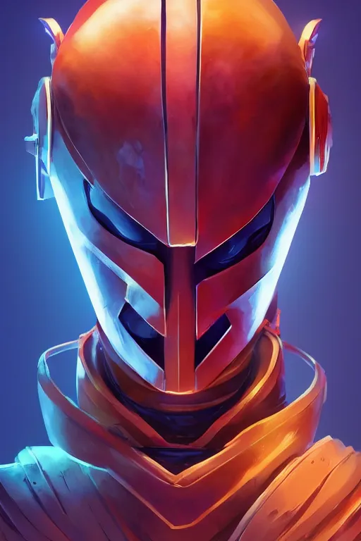 Image similar to epic mask helmet robot ninja portrait stylized as fornite style game design fanart by concept artist gervasio canda, behance hd by jesper ejsing, by rhads, makoto shinkai and lois van baarle, ilya kuvshinov, rossdraws global illumination radiating a glowing aura global illumination ray tracing hdr render in unreal engine 5