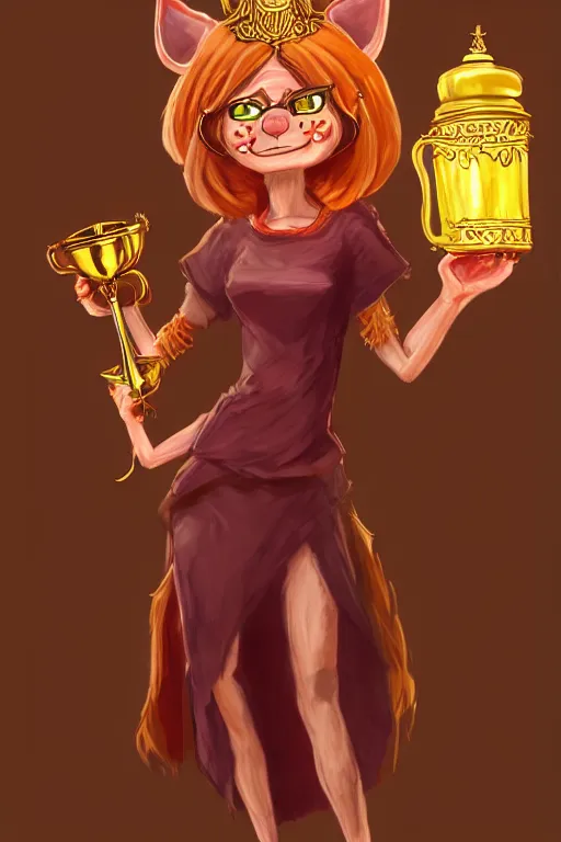 Image similar to fullbody!! personification of garfield the cat garfield goddess holding a blood chalice, stunning, professional character concept art by tatyana kupriyanova