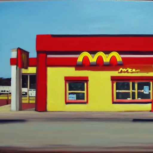 Image similar to oil painting of ancient mcdonalds restaurant